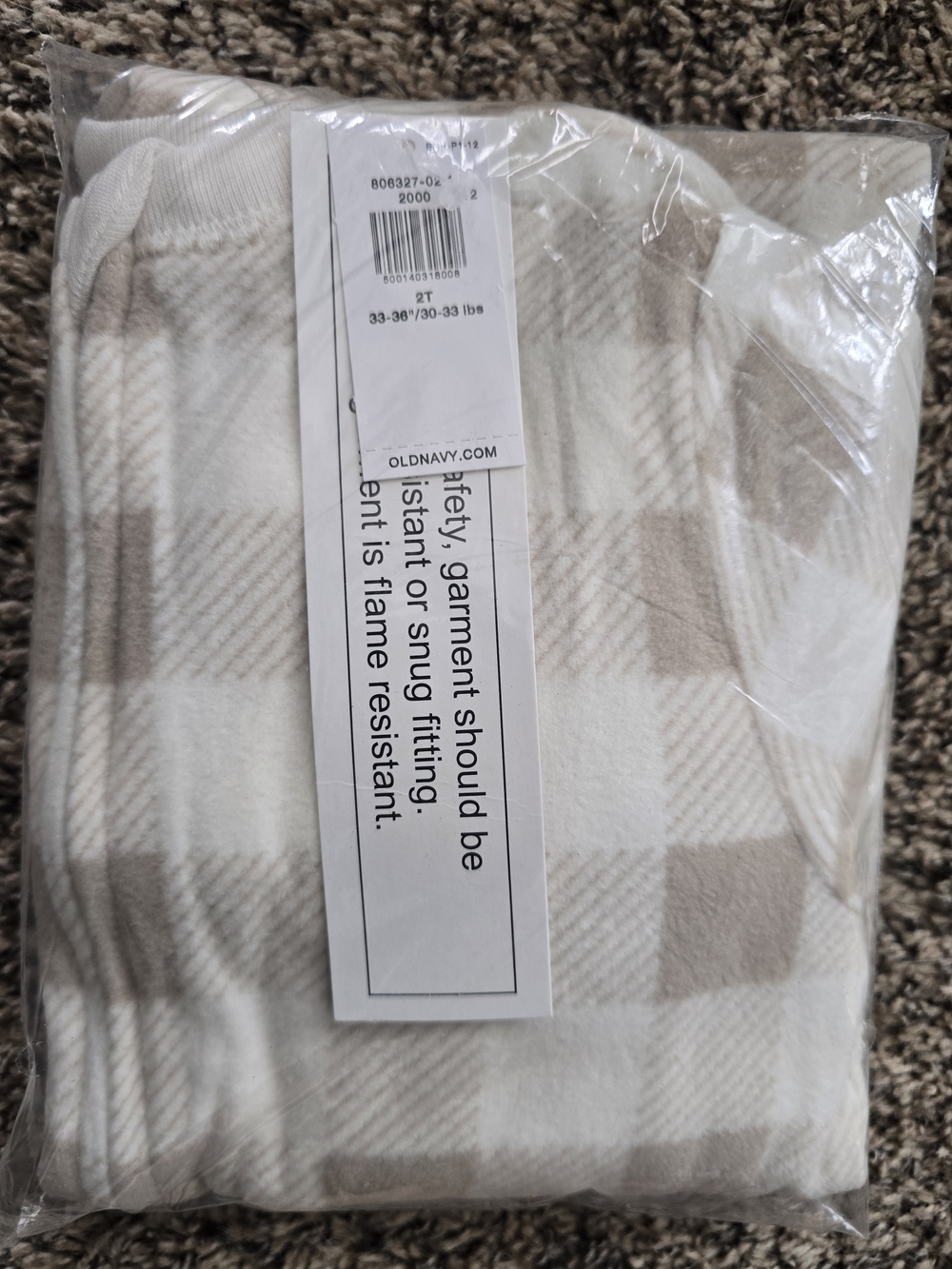 Old Navy Kids Plaid Pajama - Beige & White